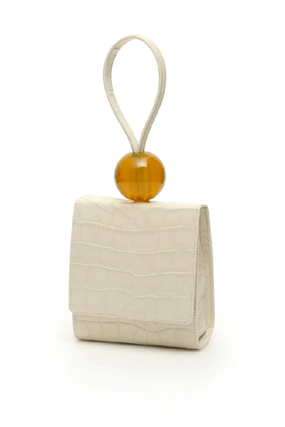 Shop By Far Embossed Clutch Bag In White