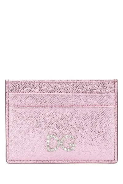 Shop Dolce & Gabbana Logo Metallic Cardholder In Pink