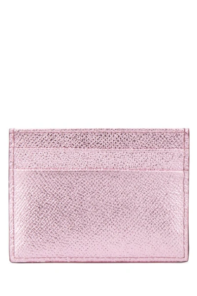 Shop Dolce & Gabbana Logo Metallic Cardholder In Pink