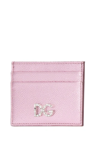 Shop Dolce & Gabbana Logo Metallic Cardholder In Pink