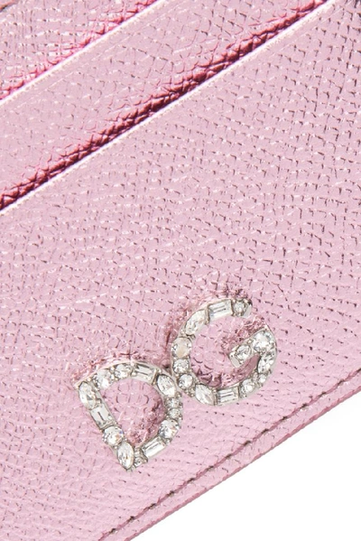Shop Dolce & Gabbana Logo Metallic Cardholder In Pink