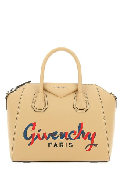 Shop Givenchy Antigona Logo Tote Bag In Beige