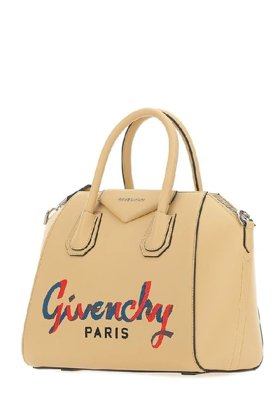 Shop Givenchy Antigona Logo Tote Bag In Beige