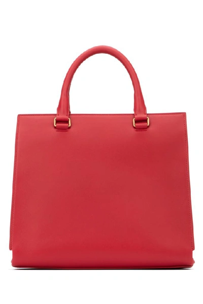 Shop Saint Laurent East Side Logo Embossed Tote Bag In Red