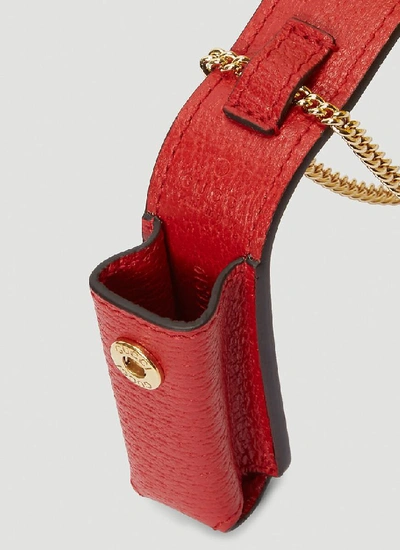 Gucci Porte Rouges Leather Lipstick Case Key Chain In Lobster Red