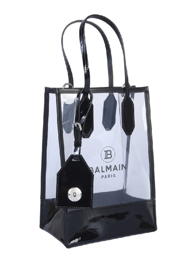 Shop Balmain Transparant Tote Bag In Black