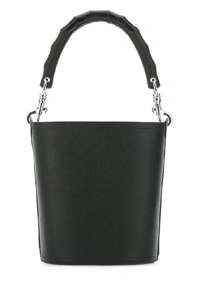 Shop Prada Logo Plaque Bucket Bag In Black