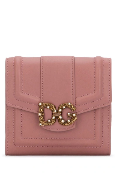Shop Dolce & Gabbana Amore Logo French Flap Wallet In Pink