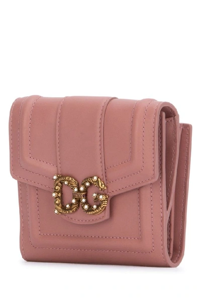 Shop Dolce & Gabbana Amore Logo French Flap Wallet In Pink