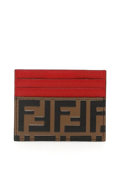 Shop Fendi Ff Embossed Cardholder In Multi
