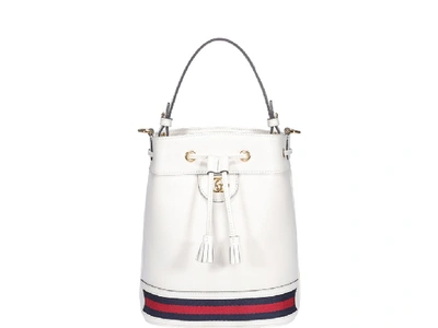 Shop Gucci Ophidia Bucket Bag In White