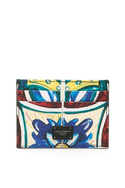 Shop Dolce & Gabbana Majolica Print Cardholder In Multi