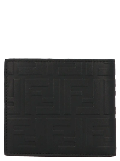 Shop Fendi Monogram Ff Embossed Wallet In Black