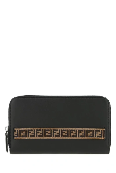 Shop Fendi Logo Stripe Zipped Wallet In Multi