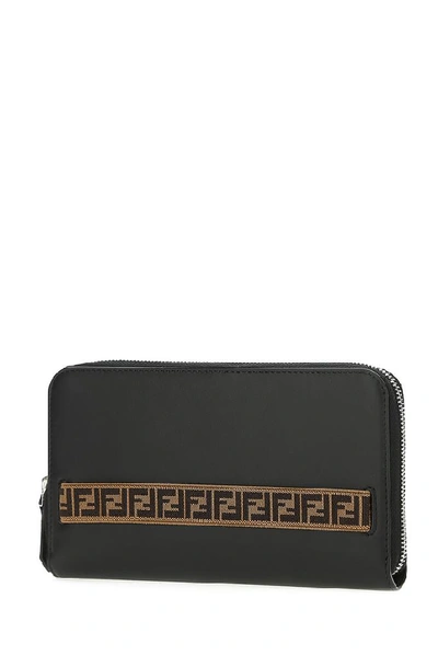Shop Fendi Logo Stripe Zipped Wallet In Multi