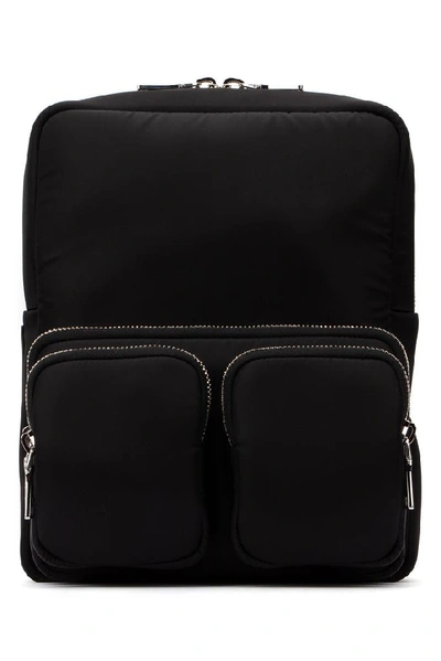 Shop Prada Logo Zip Pocketed Backpack In Black