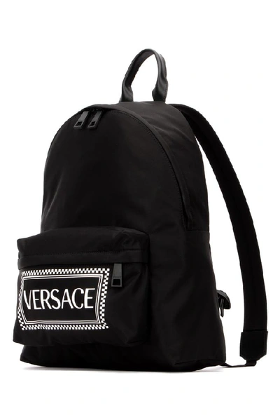 Shop Versace Logo Backpack In Black