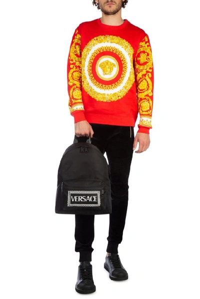 Shop Versace Logo Backpack In Black