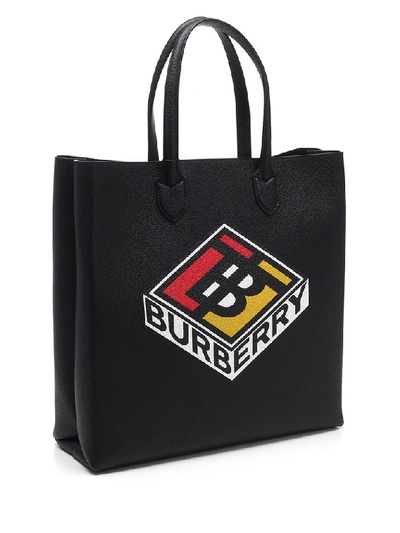 Shop Burberry Logo Graphic Tote Bag In Black
