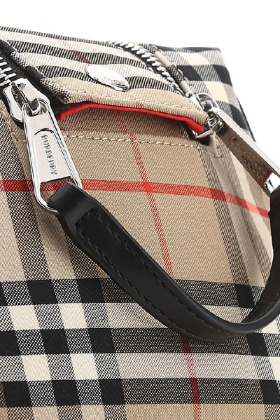 Shop Burberry Checked Logo Toiletry Bag In Multi