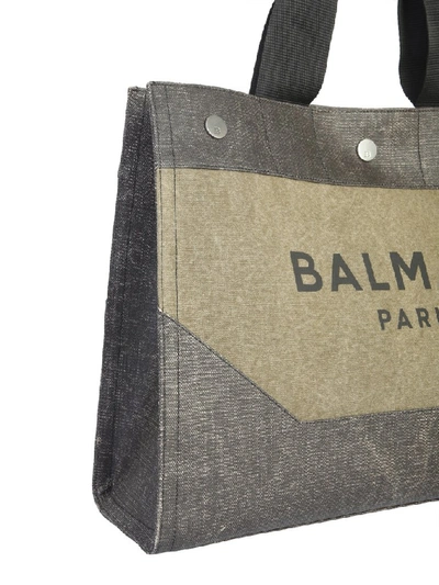 Shop Balmain Logo Tote Bag In Green