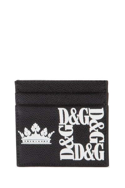 Shop Dolce & Gabbana Crown Print Cardholder In Black