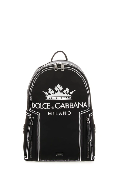 Shop Dolce & Gabbana Crown Logo Backpack In Black