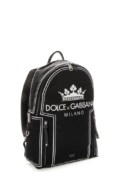 Shop Dolce & Gabbana Crown Logo Backpack In Black