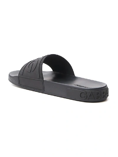 Shop Dolce & Gabbana Logo Embossed Slides In Black