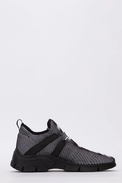 Shop Prada Logo Motif Sock Sneakers In Black