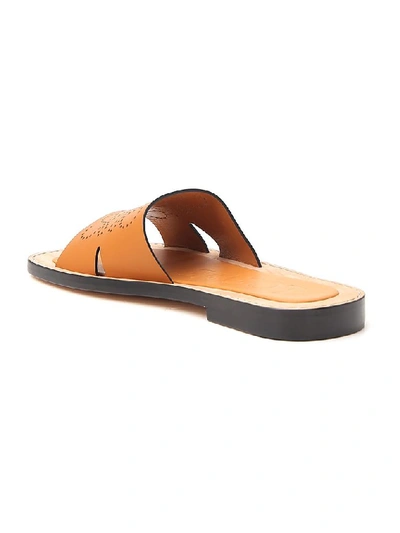 Shop Loewe Perforated Anagram Sandals In Brown