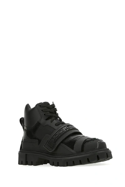 Shop Dolce & Gabbana Logo Strap Trekking Boots In Black