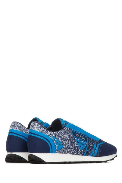 Shop Prada Colour Block Sneakers In Navy Azzurro