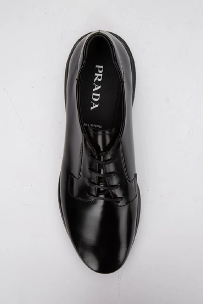 Shop Prada Lace Up Sneakers In Black