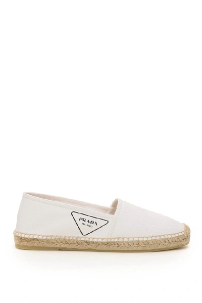 Shop Prada Logo Espadrilles In White