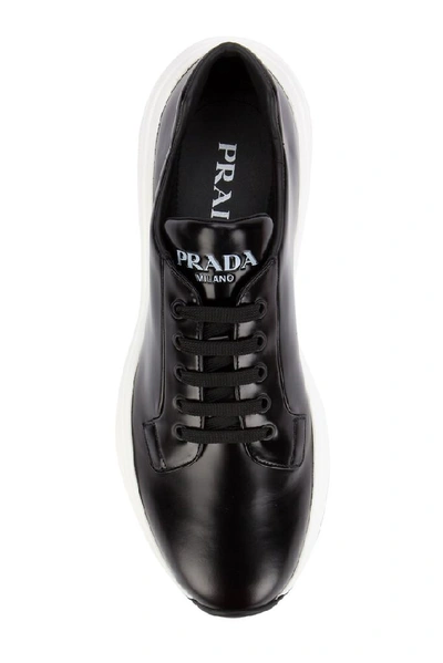 Shop Prada Bolt X Leather Sneaker In Black