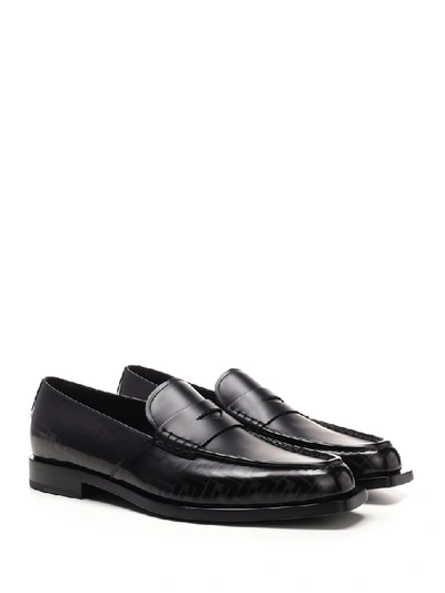 Shop Fendi Ff Monogram Loafers In Black