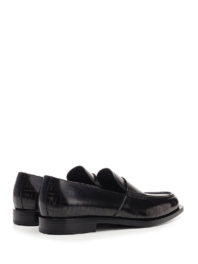 Shop Fendi Ff Monogram Loafers In Black