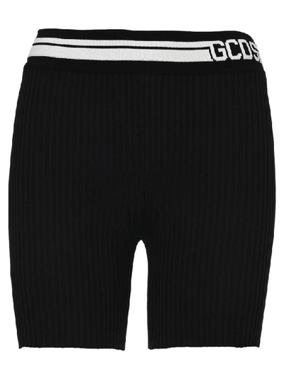 Shop Gcds Ribbed Bike Shorts In Black