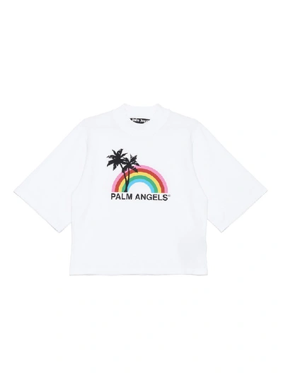 Shop Palm Angels Rainbow Cropped T In White