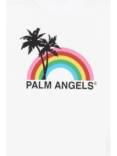 Shop Palm Angels Rainbow Cropped T In White