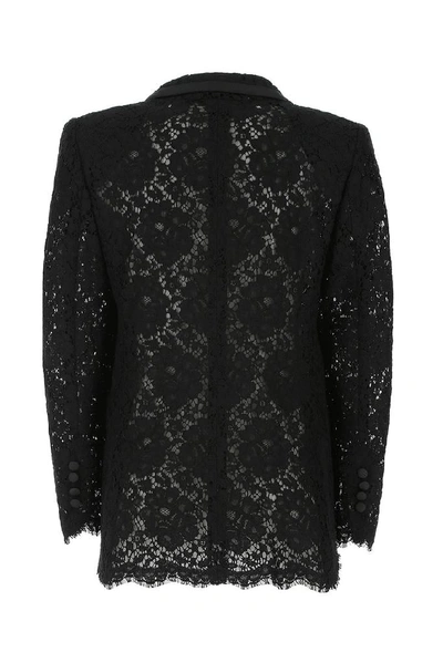 Shop Dolce & Gabbana Single Breasted Lace Blazer In Black