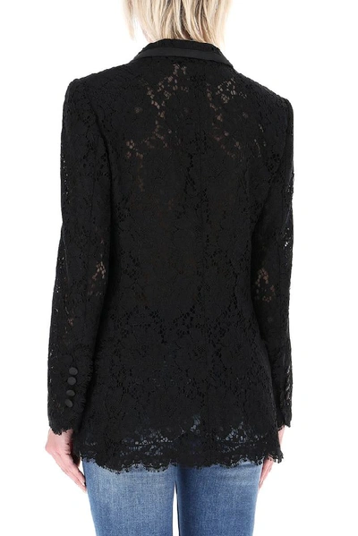 Shop Dolce & Gabbana Single Breasted Lace Blazer In Black