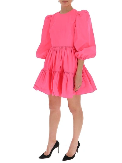 Shop Valentino Balloon Sleeves Ruffled Dress In Pink