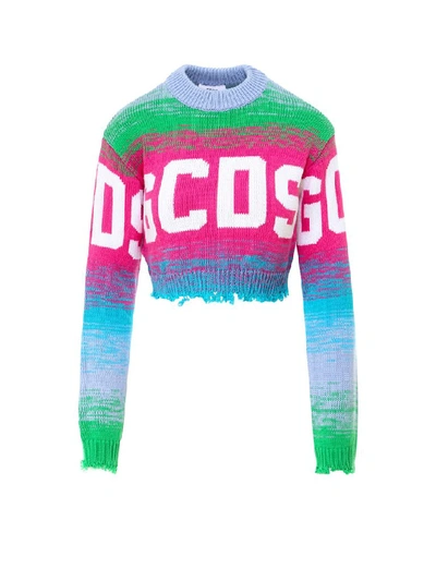 Shop Gcds Logo Cropped Sweater In Multi