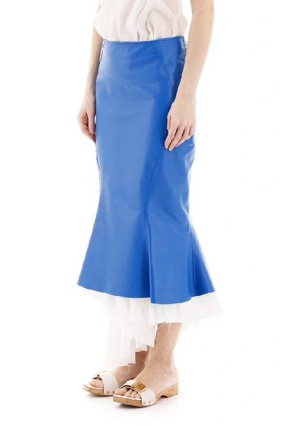 Shop Marni Ruffle Midi Skirt In Blue