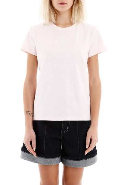 Shop Apc A.p.c. Logo Stamp T In Pink