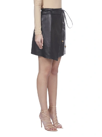 Shop Nanushka Sekoya Wrap Mini Skirt In Black