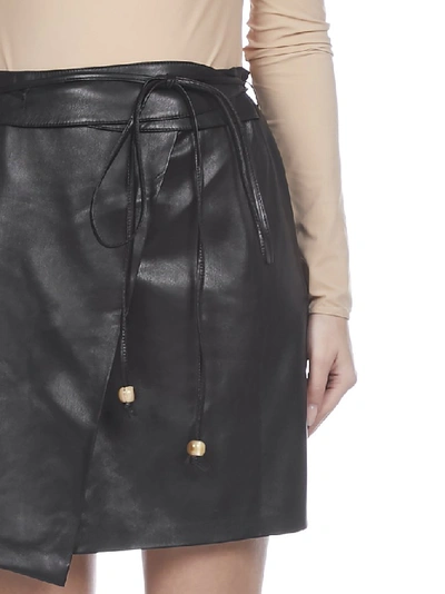Shop Nanushka Sekoya Wrap Mini Skirt In Black