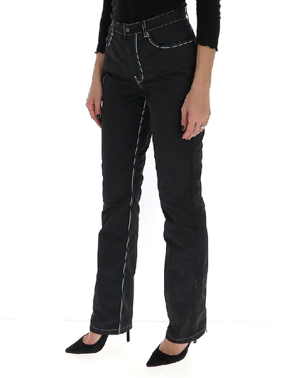Shop Marine Serre Patterned Flared Trousers In Black